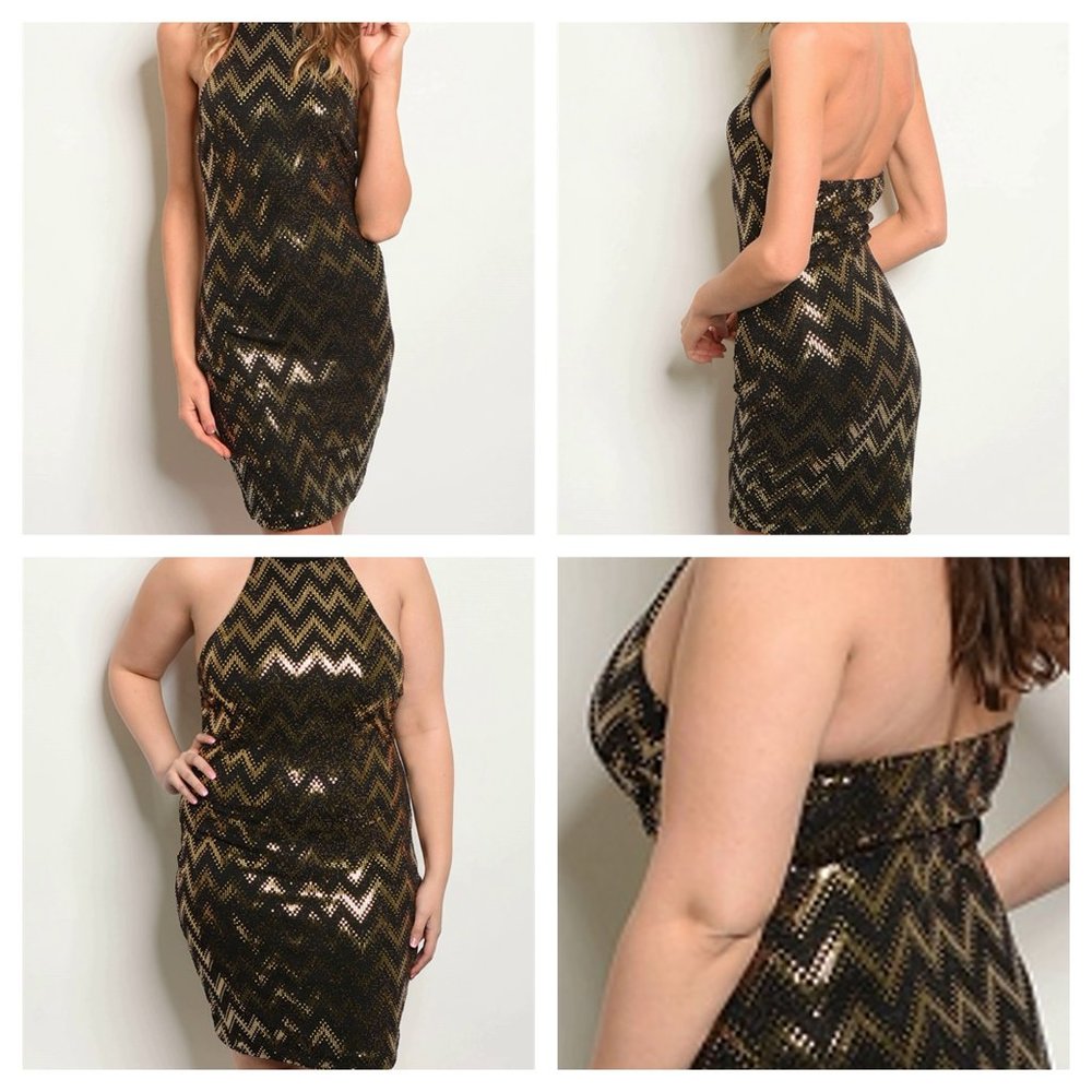 Black and Gold sequin dress